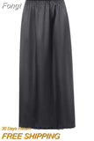 Women Half Slip Underskirt Summer Fall y2k Clothes Solid Color Elastic Waist Inner Lining Midi Skirt Long Underskirt for