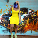Ladies' Summer Solid Color Vest Dress Casual Dress Independent Station-Outfit