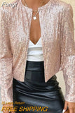 Fashion Ultrashort Sequins Jacket Women Small Coat Spring Autumn Thin Cardigan Top Lady Streetwear Outerwear Casual