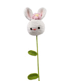 Fongt Woven Rabbit Head Sunflower Sunflower Wool Knitting Flowers Send Bestie Imitation Bouquet Finished Products-Outfit