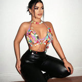 Fongt Product Hit Night Club Drop Water Gem Vest Neck Open Back Bra Bikini Body Chain
