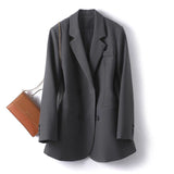 Fongt Small Suit Jacket Female Spring And Autumn Korean Version Loose Temperament Versatile Double Breasted Casual Professional Suit Jacket New-Outfit