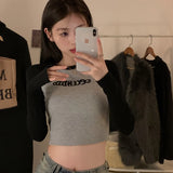 Fongt Embroidered Long-Sleeved T-Shirt Women's Fall 2024 New Slim Show Slim Design Sense Short Student Bottom