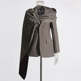 Fongt The Autumn Of 2025, The New Fashion Shawl-Style Slaying Splicing Body Slimming Blazer Woman's Trend