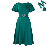 Fongt Women's 2025 Summer Women's New Fashion Collar Solid Color High Waist Dress African Dress