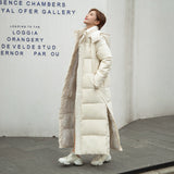 2023 Winter New Cotton-Padded Jacket Female Long Over The Knee Korean Version Slim Bestie Warm And Thick Long Cotton-Padded Jacket-Outfit