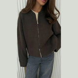 Fongt Women's Spring And Autumn Hot Casual Zipper Loose Knitted Shirt Coat Small Scent
