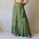 Fongt Niche Retro Print Bumps National Wind Low-Waist Tie With Large Swings Thin Half-Body Skirts 2025 New Model