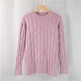 New 2021 Autumn Winter Women's Sweaters Pullovers Warm Minimalist Korean Elegant Pink Solid Ladies Jumpers