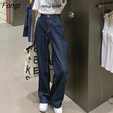 Leg Baggy Jeans Women High Waist Retro Feminine Trousers Students Solid Vintage All-match Ins Chic Fashion Summer
