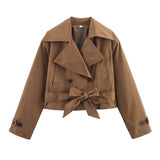 Fongt Homemade New Women's Style Casual Coloring 4-Colored Belted Wind Coat