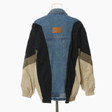 Fongt New Personality Niche Cowboy Splicing Colliding Color Loose-Fitting Version Of The Coat Baseball Uniform 1609