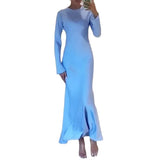 Fongt 2023 The New Solid Color Leisure Home Slim Slim Dress Woman-Outfit