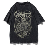 Fongt Summer New Spear Cranium Series Print T-Shirt Black Cotton Men And Women Universal Size