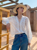 Fongt Spring And Summer Cotton Embroidery French White Shirt Women Long Sleeve Design Shirt Women Shenzhen Oil Women's