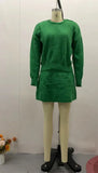Fongt Winter New Solid Color High-Collar Lazy Knitwear Design Skirt Dress Suit