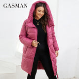 Women's Winter Down Jacket Plus Size Long Classic Design Zipper Pocket Women Coat Leisure Parkas