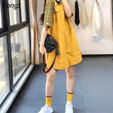 Women Solid Wide-leg Loose Suspender Trousers High Waist Female Chic Popular Simple All-match Daily Korean Streetwear