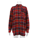 Fongt Wind Fall 2023 New Versatile Plaid Shirt Fashion Casual Red Plaid Outside Shirt-Outfit
