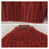 Cropped Sweater Winter Turtleneck Bottoming Pullover Tops Casual Long Sleeve Knitted Warm Jumper Korean Soft Sueters