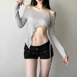 Fongt Summer New Women's Clothing Sexy Pure Hot Babes Wind Inclined Irregular Design Short-Term Open-Enavel Top