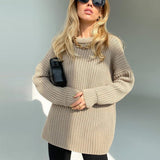 2021 Autumn Winter Oversized Long Sleeve Knitted O Neck Women Pullovers Sweater Fashion Casual Female Y2K