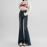 Fongt Retro High-Rise Jeans Women 2025 Autumn And Winter Plus Velvet New Viscous Trousers