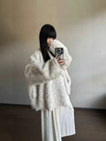Fongt Cloud Stone Fox Thick Warm Bat Sleeve Fur One-Piece Shawl Woman Lazy Smooth And Environmentally Friendly Coat