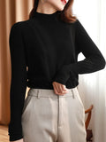 autumn winter chic bottom sweaters women fashion turtleneck pullover slim long sleeve knitted Jumper Soft Warm Pull Femme-Outfit