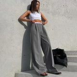 Fongt Women's Pants Autumn New Fashion Loose Casual Pants Niche Design Show Thin Drag Floor Pants Wide Legs-Outfit