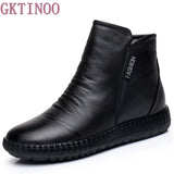 2021 Autumn Fashion Women Genuine Leather Boots Handmade Vintage Flat Ankle Botines Shoes Woman Winter