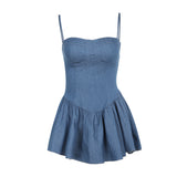 Fongt Summer 2024 New Sexy Bag Ass Temperament Babes Imitation Denim Dress