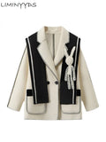 Woolen Overcoat Warm Outerwear Women Long Sleeve Double Breasted Chic Cute Rabbit Loose Long Coat 2022 Autumn Winter