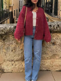 2024 New Loose Retro Pin-Knit Sweater Long-Sleeve Cardigan Jacket Female-Outfit
