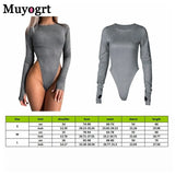 Black Deep V Neck Bodysuit Women Sexy Puff Sleeve Bodycon Jumpsuit Solid Elastic Casual Party Winter Bodysuits Body