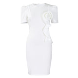 Fongt Women's 2025 New Fashion Elegant Brace For The Duh Leh Side Solid Color Short-Sleeved African Dress