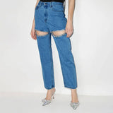 Fongt Thin 2025 New Spring Straight Loose High-Waist Long Straight Jeans Jeans Woman