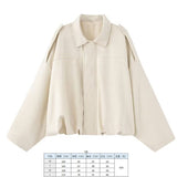 Fongt Women's 2025 New Bat Sleeve Loose-Fitting Velvet Bomber Jacket Jacket