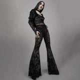 New Ins Bohemian Perspective Bell-Bottoms Women's 2024 Black Casual Long-Legged Trousers-Outfit