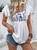 Fongt Summer New Printed Collar T-Shirt Shirt