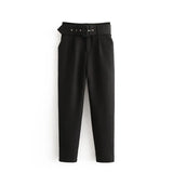 Fongt 2025 New 褶皱 Multi-Colored Harun Pants Casual Solid-Colored Small-Footed Women's Trousers Belt
