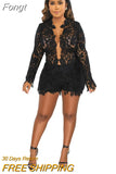 Elegant Fuchsia Crochet Sheer Sut Shorts Set Two-Piece Outfits Spring Fashion Open Front Blazer Suits Set Work