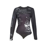 2024 Women's Summer New Round-Neck Long-Sleeved Fashion Print Repair