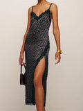 Women Sleeveless Strap Long Dress Summer Lace Patchwork V Neck Backless Split Party Dress Cocktail Beach Streetwear-Outfit