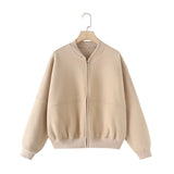 Fongt Bomber Jacket-Style Tunic 3399802 Loose High-Waisted Velvet Trousers 3199800
