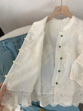 New Chinese Style National Wind Shirt Female Temperament Shirt Spring Dress New 2024 White Small Shirt Popular Burst Coat Jacket-Outfit