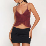 Fongt Spring Fashion Trend Women's New Sling Strip Bare Back Screen Printing Loose Small Vest