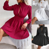 Wind Shooting Spring And Summer Sexy Hollow Waist Swing Dress Women's
