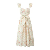 Fongt Homemade New Women's Classic Oceanic Printed Belt Dress