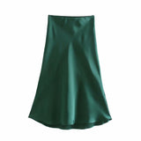 Fongt 2025 New Tight Waist Simple Set Solid Color Lirt Solid Color Half Body Skirt